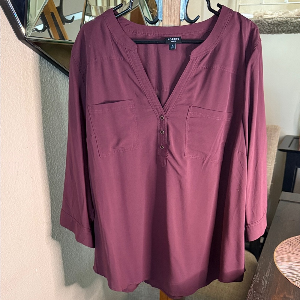 Torrid Burgundy V-Neck Blouse